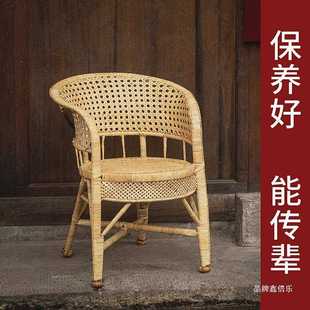 户外老式 四川手工天然真藤椅子凳子阳台家用老人椅夏季 靠背竹腾椅