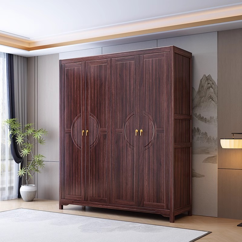 新中式乌金木实木大储物家用衣柜