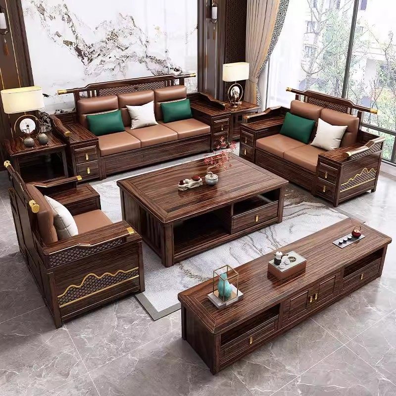 新中式乌金木沙发现代简约家用客厅大小户型2026新款别墅实木沙发