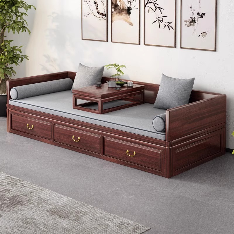 新中式实木罗汉床贵妃榻推拉折叠