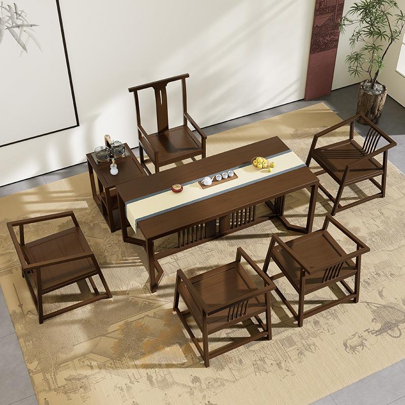 茶台实木一件起批茶桌椅 新中式全套商务茶几会议室1.8米组合荼桌