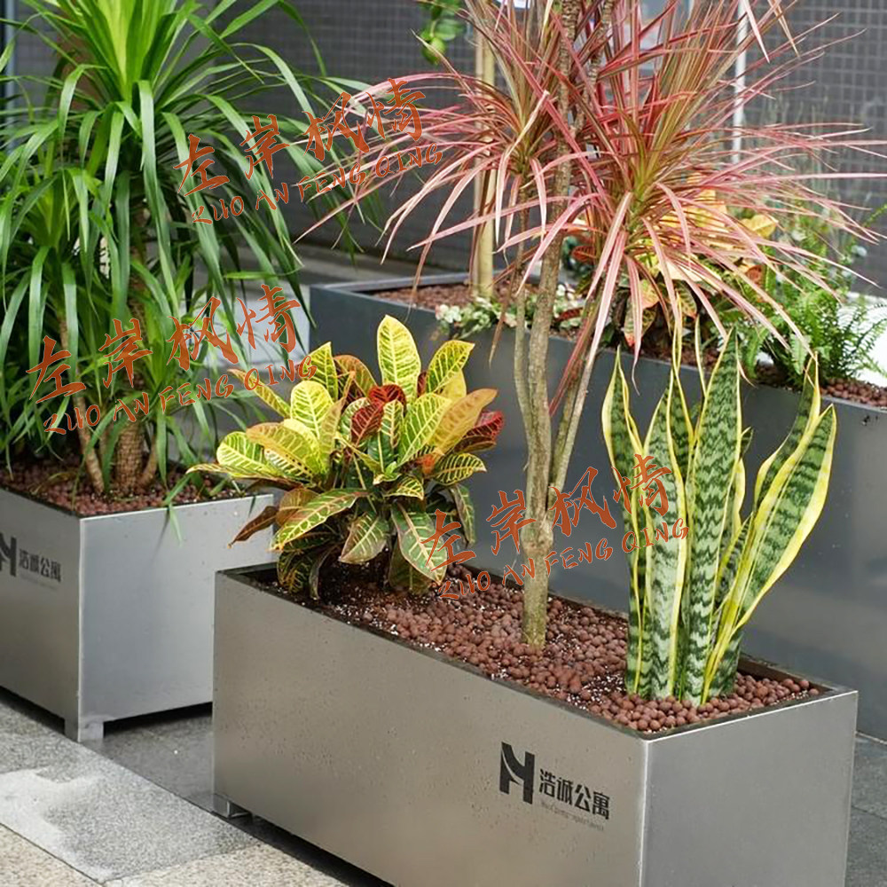 不锈钢花箱定制店铺门口成品金属花池户外花坛种植箱外摆隔断花槽