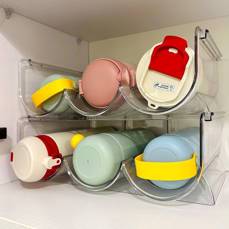 桌面大容量水杯置物架多层可叠加防尘保温杯架家用创意透明收纳架