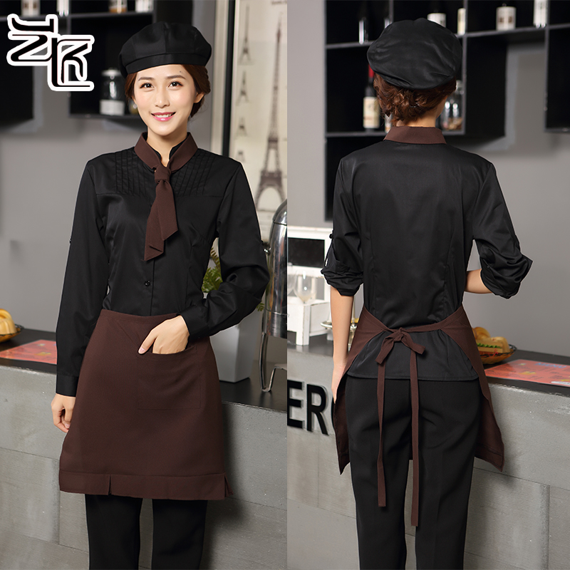 服务员工作服长袖西餐厅咖啡厅水吧网咖茶餐厅工衣男女酒店秋冬装