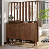 新中式 柜进门储物玄关柜入户门口实木框隔断柜子 家用一体挂衣架鞋