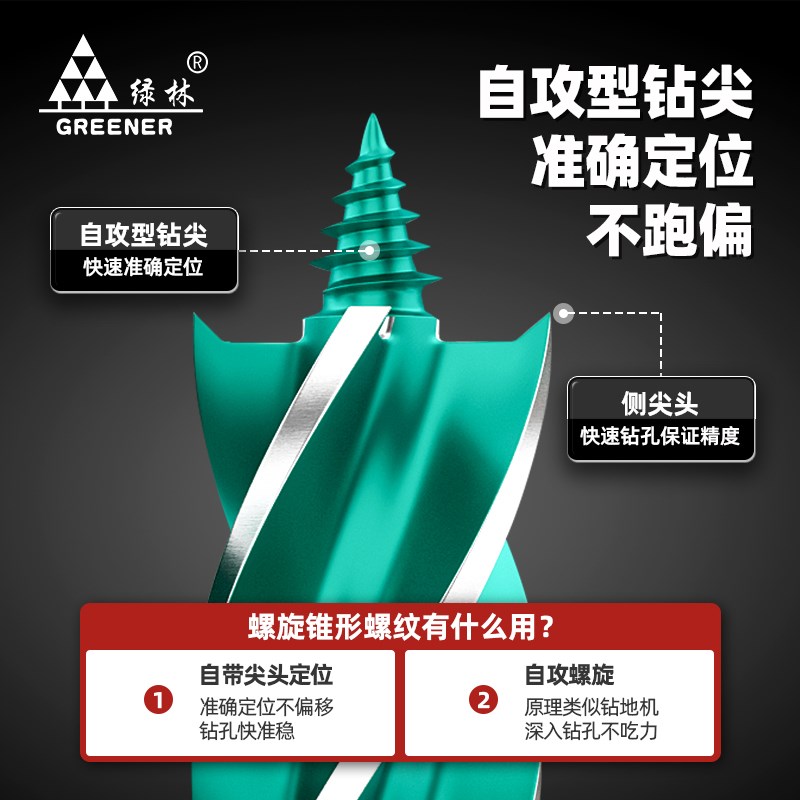 绿林木工钻头支罗钻电动扳手专用麻花钻高硬度木头开孔器加长钻孔