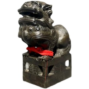 山西青石手雕刻陕西四明柱狮子复古陈设茶座摆件家居装饰吉祥
