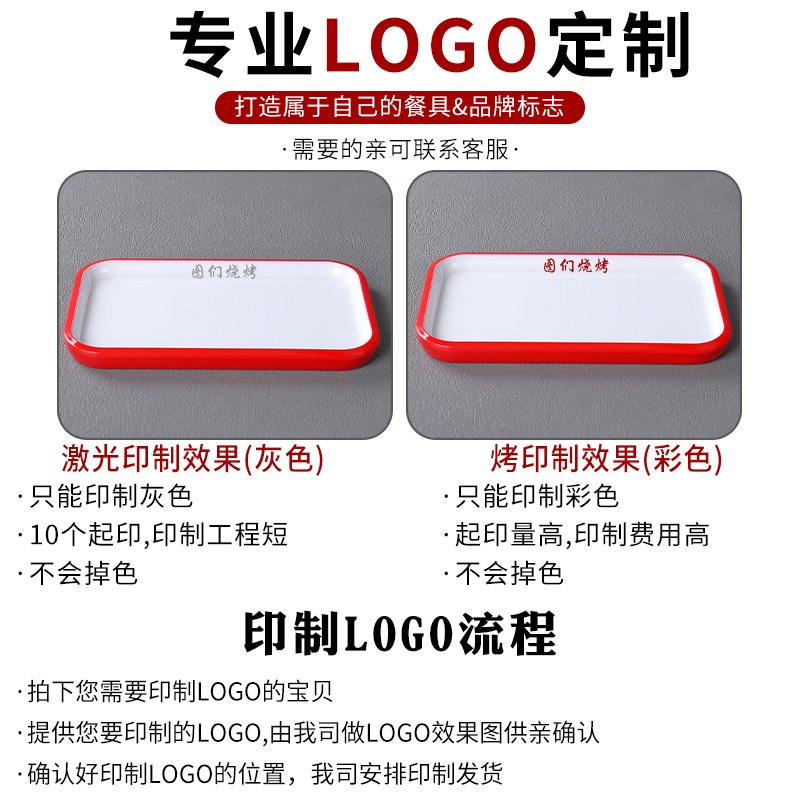 北欧密胺餐具烧烤烤肉配菜盘子长方形创意塑料餐厅牛肉火锅点心盘