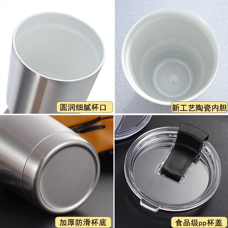 大容量冰霸杯喷陶瓷内胆车载杯子马克杯个性双层保温杯啤酒咖啡杯