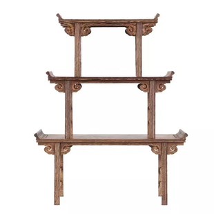 鸡翅木圆头条案模型桌面神台明清小供桌中式书桌实木翘头琴桌摆件