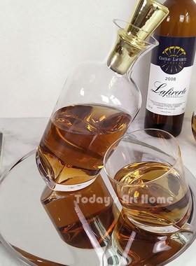 轻奢酒具组合家用大容量酒壶搭配法式红酒杯 几何造型桌面摆件