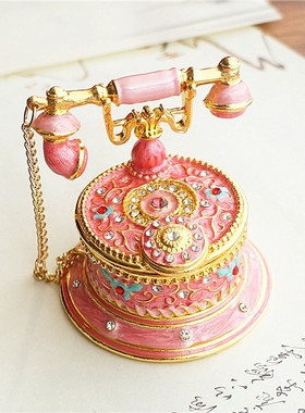 包邮可爱合金镶钻动物猫头鹰乌龟小壶首饰盒家居办公桌书桌摆件