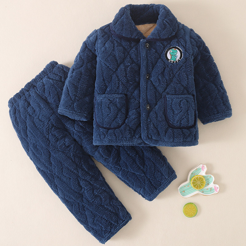 冬季儿童三层夹棉睡衣珊瑚绒男童小男孩法兰绒宝宝家居服保暖套装,童装/婴儿装/亲子装,家居服套装,淘宝优惠券,粉丝福利购,淘宝优惠卷