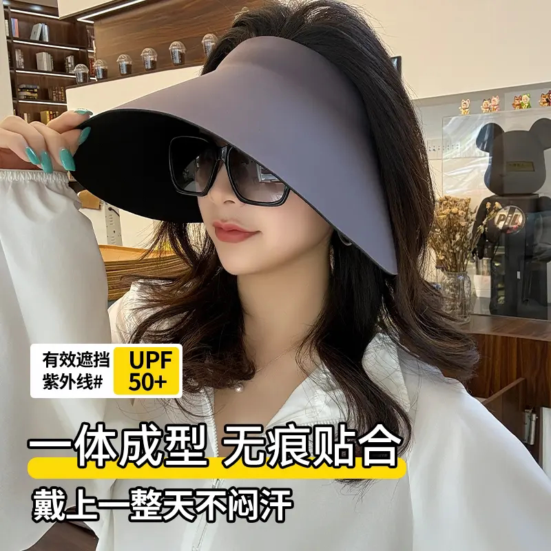 jck灯罩防晒帽大帽檐防晒防紫外线骑车环式可折叠空顶透气防晒