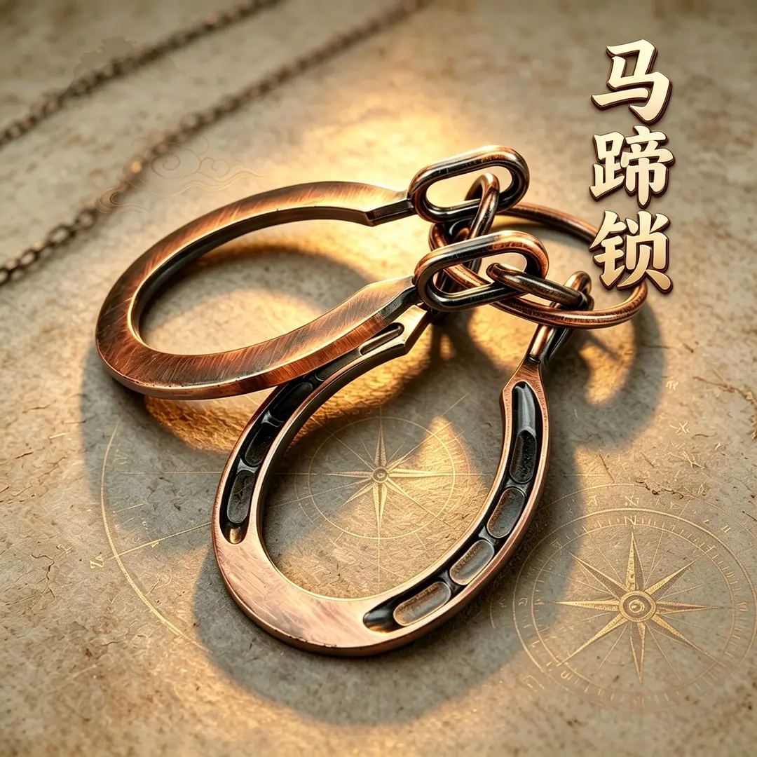 古典马蹄锁益智玩具压解谜合金智力儿童成人推理孔明鲁班解锁环