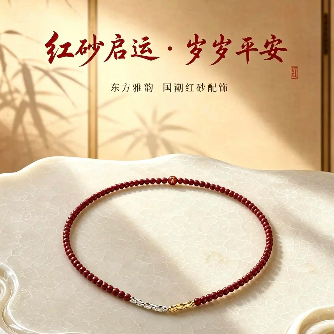 108颗红砂七粒米金三银四红色砂多圈生肖手串男女百搭佩戴饰品
