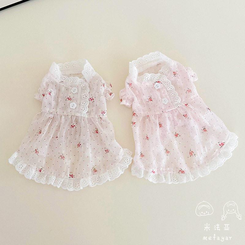 米法亚厂家宠物猫狗衣服春夏清透防晒防蚊虫薄款蕾丝碎花公主裙