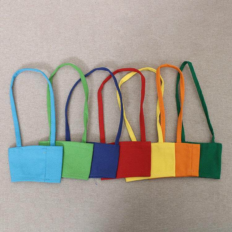 厂家直供手摇奶茶帆布袋 咖啡杯套小布袋 精美饮料手提杯套