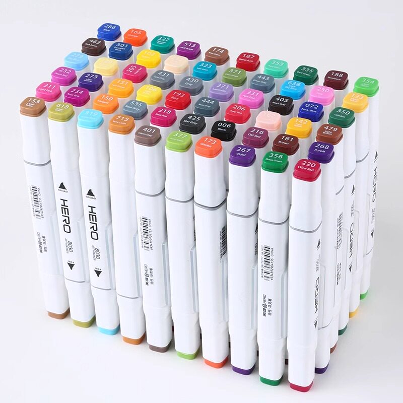 英雄8030马克笔 记号笔12色24色36色48色60色80色油性笔双头彩色记号笔黑色马克笔pop海报笔 美术生专业绘画
