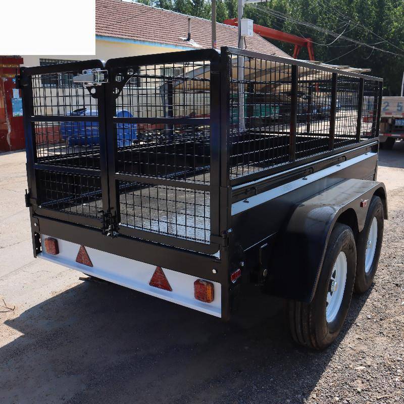 4吨汽车拖车带围栏拖车平板拖车后卸汽车拖挂车后翻挂斗
