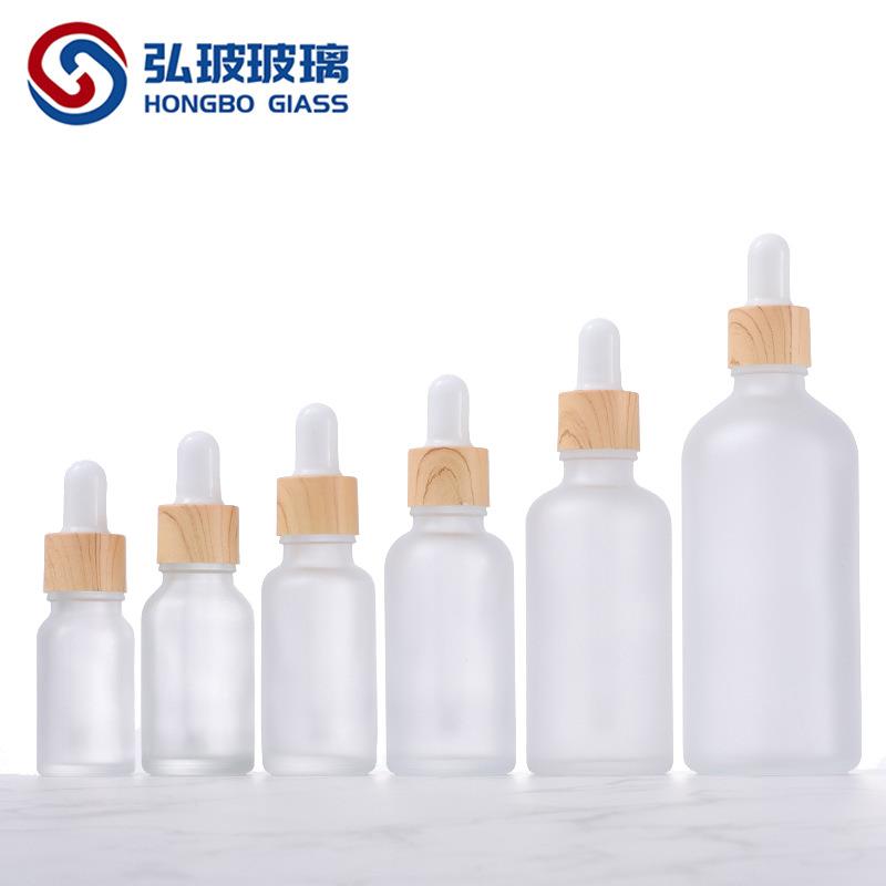 跨境现货5-100ml木纹圈白砂玻璃滴管瓶精油瓶精华液瓶原液瓶