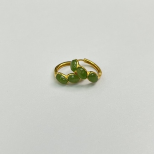 银镶碧玉蛋面耳环 璇姐专享