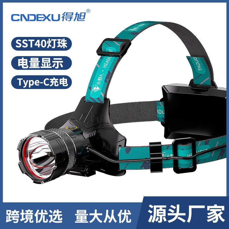 新款爆款感应强光头戴式头灯超亮P50充电变焦户外防水钓鱼灯