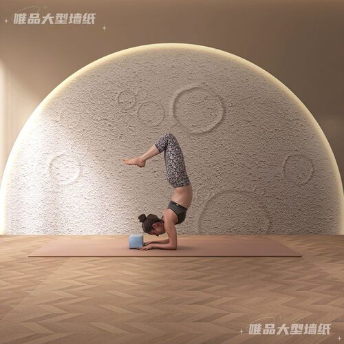 浮雕月球普拉提瑜伽馆壁纸健身房