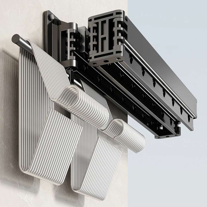 折叠晾衣架隐形伸缩晾衣杆壁挂阳台外室内窗台收缩晒被子家用