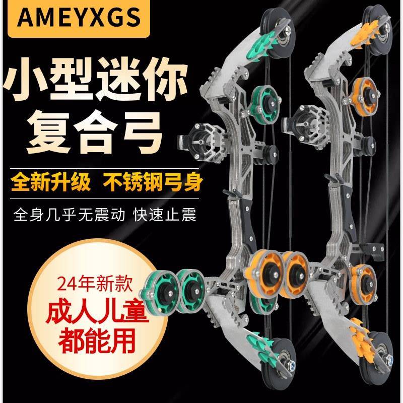 AMEYXGS迷你弓箭复合弓小型滑轮弓成人儿童户外室内射箭迷你弓