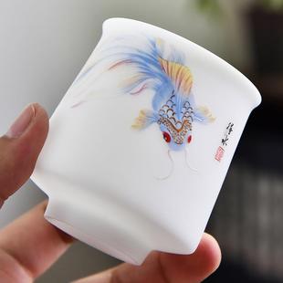 直销如鱼得水冰种主人杯家用功夫茶盏高端陶瓷品茗杯单杯冰种 新款
