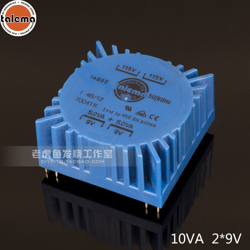TALEMA 2x7/9/12/15v 10VA 方形PCB焊板密封环Y牛环形变压器