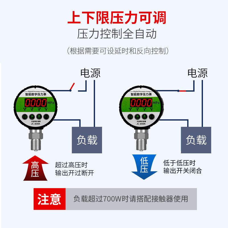 数显压力开关控制器数字电接点压力表电子智能水泵真空水气液负压