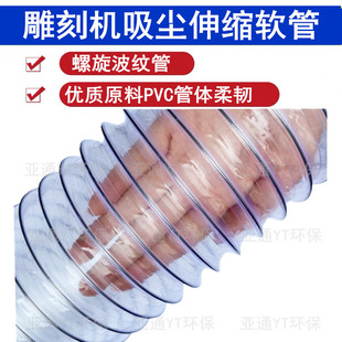 优质pvc透明钢丝软管通风排烟气管木工机械抽吸尘塑料橡胶管