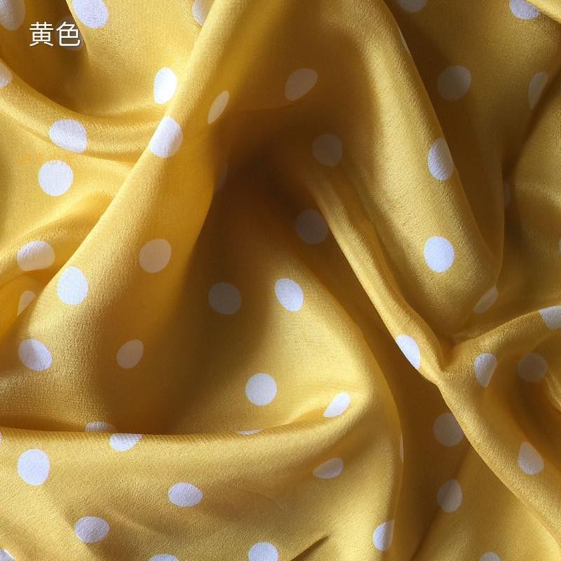 03双邹桑蚕丝波点布料真丝圆点夏季连衣裙衬衫面料白底蓝点