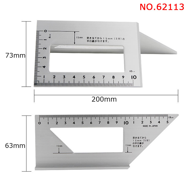 日本亲和尺木工45度90度T型角度尺划线测定62113/62114止型定规