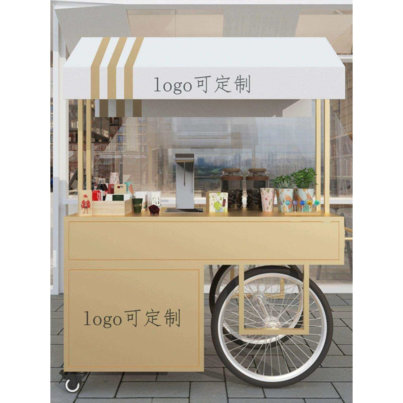 欧式铁艺花车超市促销车带柜子花店移动摊位车地摊创意户外摆摊车