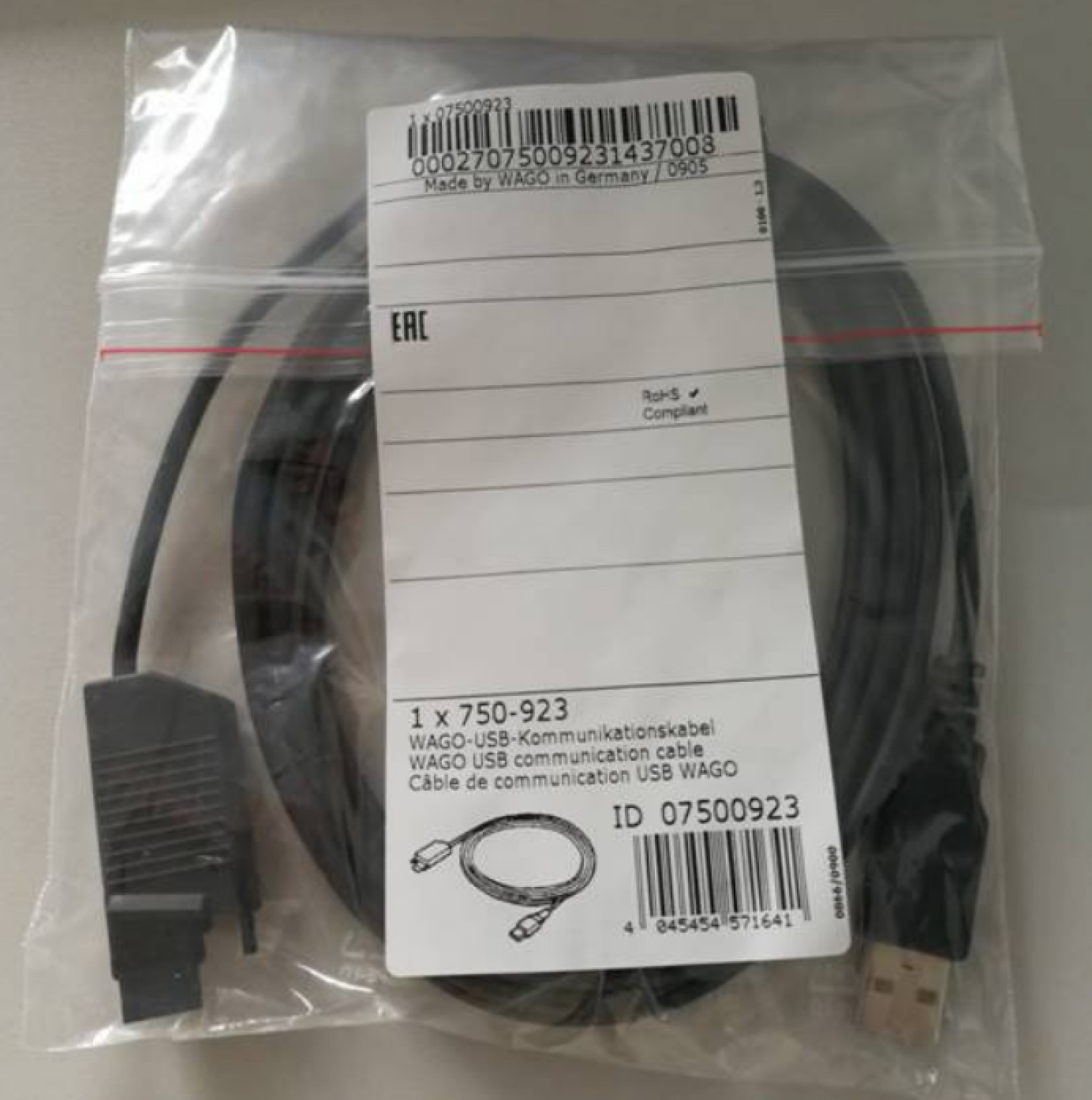 德国编程电缆USB 750-923 配置电缆; USB连接器 现货