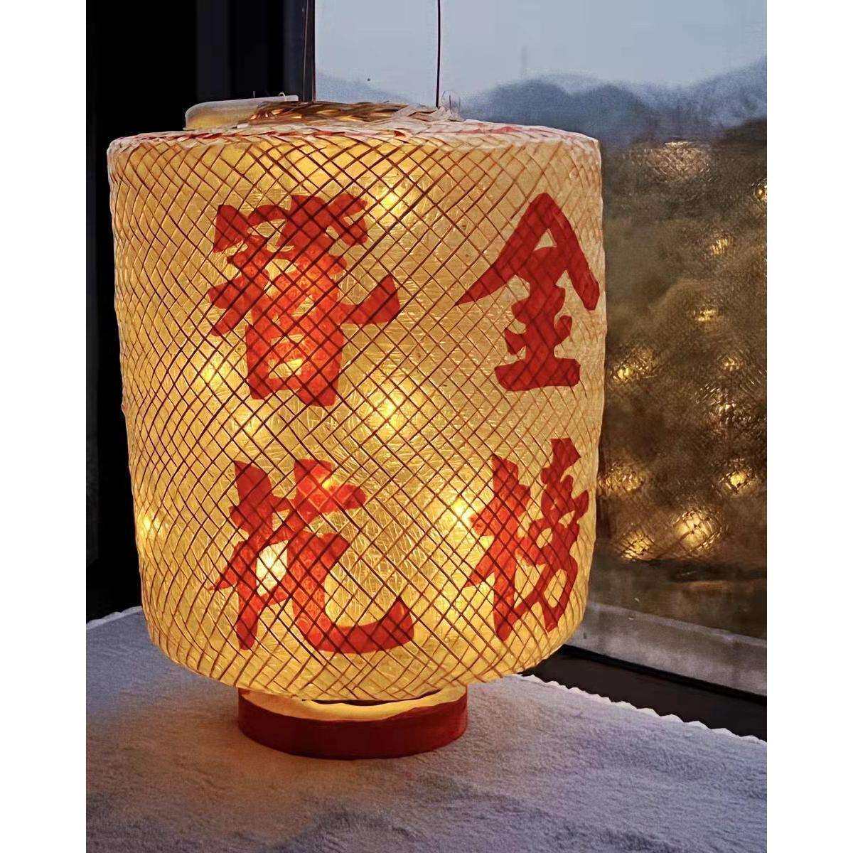 茶馆竹椅简约日式灯笼竹丝阳汉服(仿古火锅店)竹编传统油纸吊顶