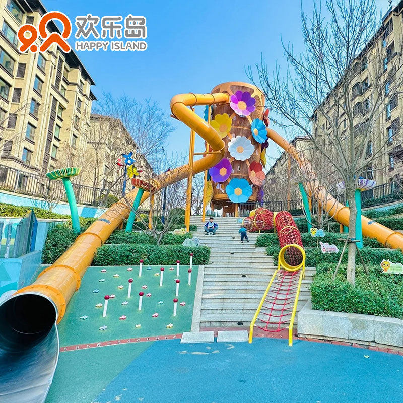 亲子活动空间设计售楼部游乐园景区无动力游乐设备厂家不锈钢滑梯