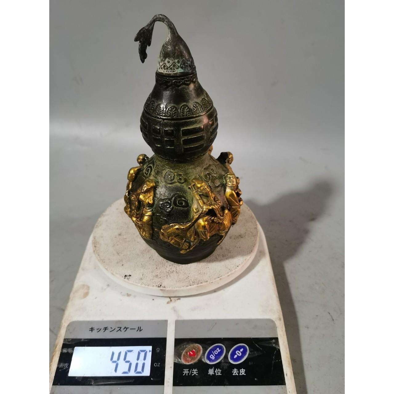 做旧八仙葫芦摆件铜八仙过海鎏金葫芦桌面客厅工艺品摆件可开盖