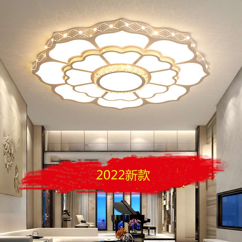 轻奢客厅大灯简约现代花朵吸顶灯圆形水晶灯大厅主灯具2022年新款