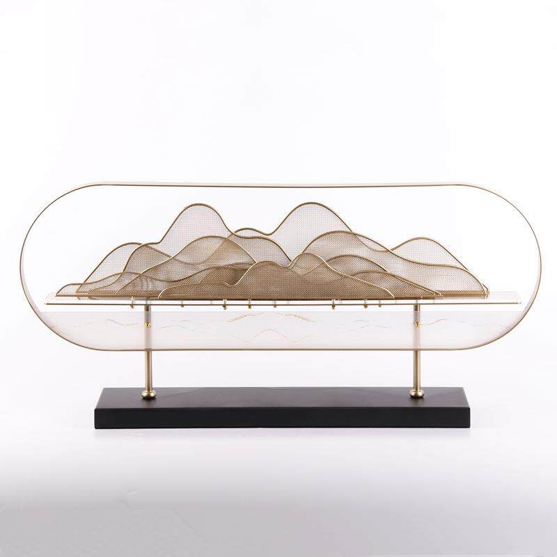 新中式现代亚克力轻奢铁艺摆设样板间书房玄关工艺品软装饰品