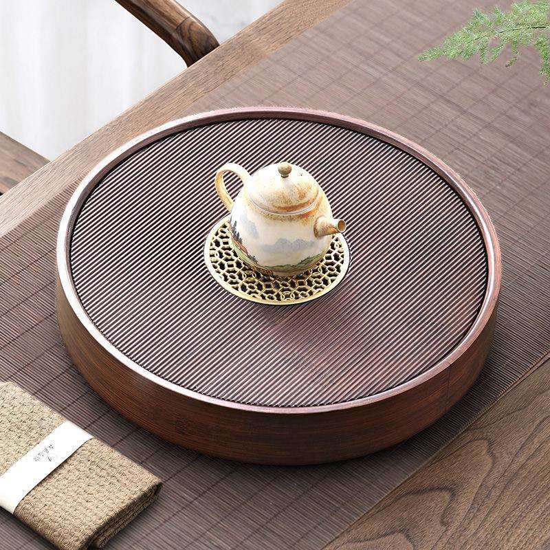 茶盘托盘小型家用茶具茶台新中式轻奢现代竹制圆形蓄水茶海干泡台