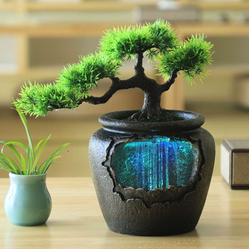 热销小假山流水喷泉简约现代盆景家居装饰花瓶摆件代发L26