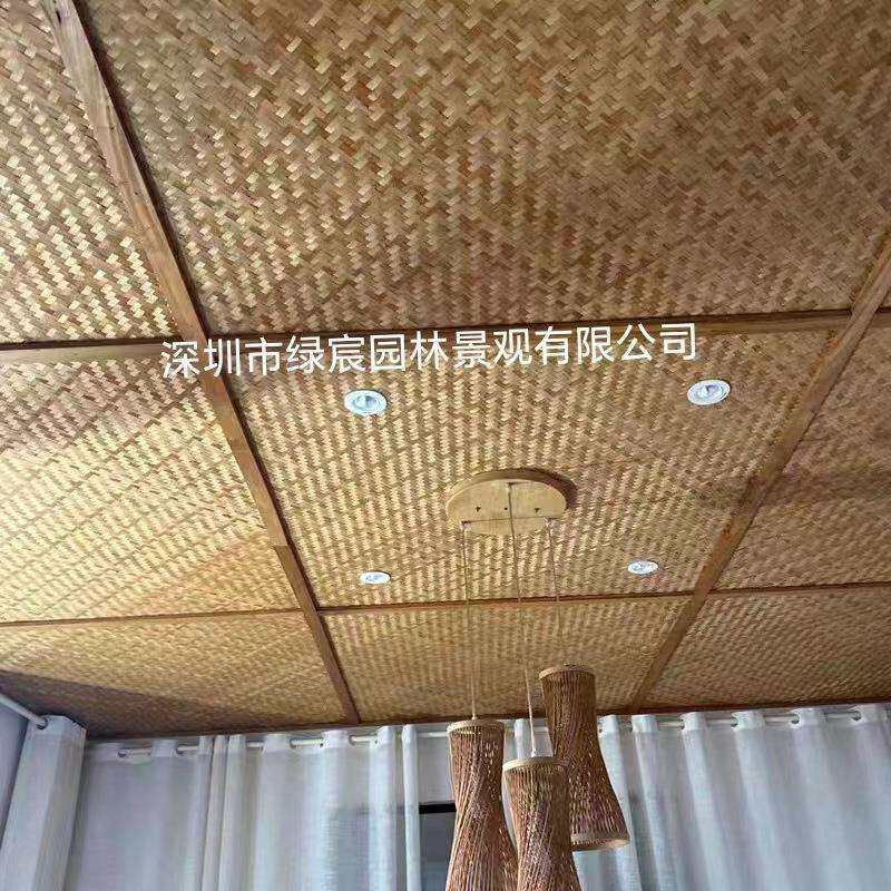 仿真竹席吊顶竹席阻燃防火草席茅草塑料竹席景观吊顶吊顶装饰