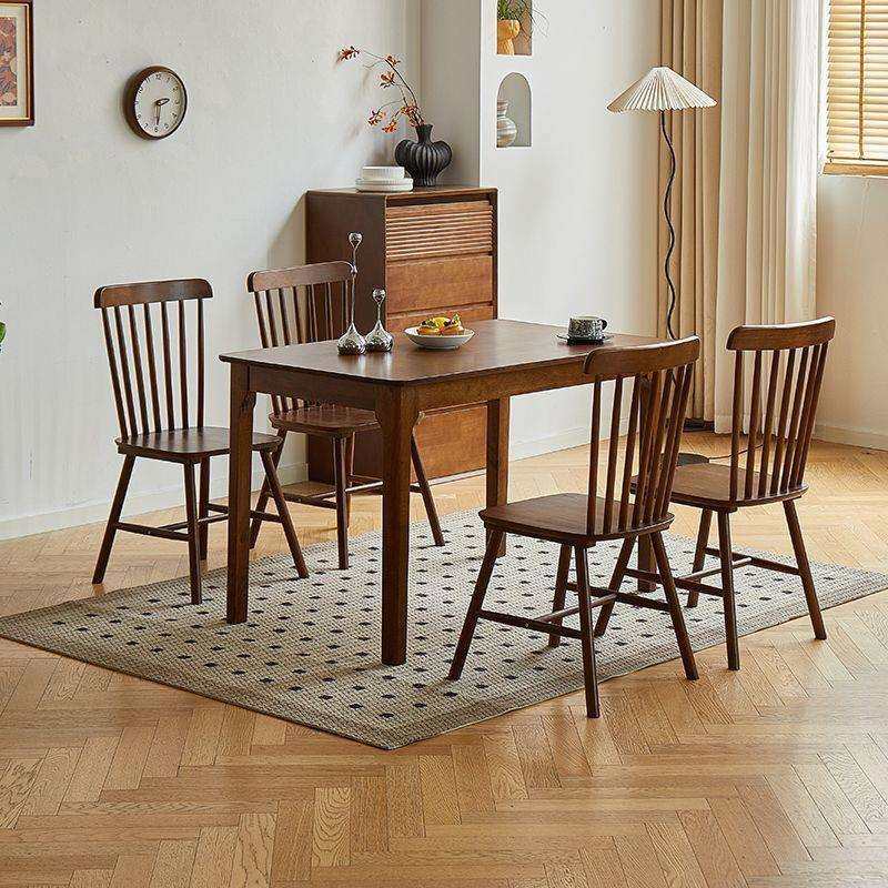 全实木餐桌胡桃色家用吃饭桌子学习书桌现代简约小户型餐桌椅组合