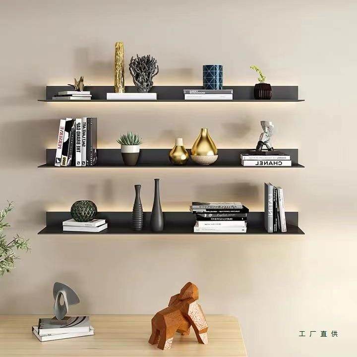 铝合金发光层板金属隔板壁挂层架装饰创意L搁板LED墙上书架置物架