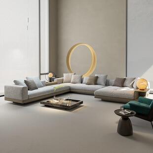 意式极简大平层客厅康纳利真皮沙发简约商务办公大户型棉麻沙发