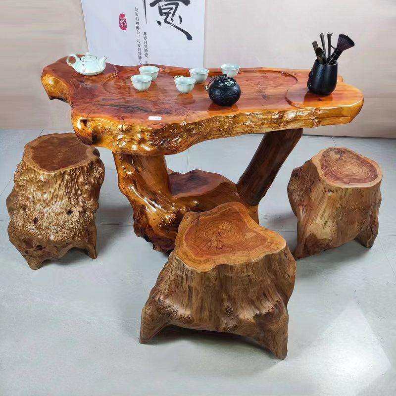 小型木雕阳台根雕茶台原木茶几树桩家用客厅实木茶几桌子茶海树根